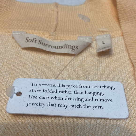 SOFT SURROUNDINGS Size L Light Orange & Cream Zebra Stripe Open Front Cardigan - Picture 9 of 9